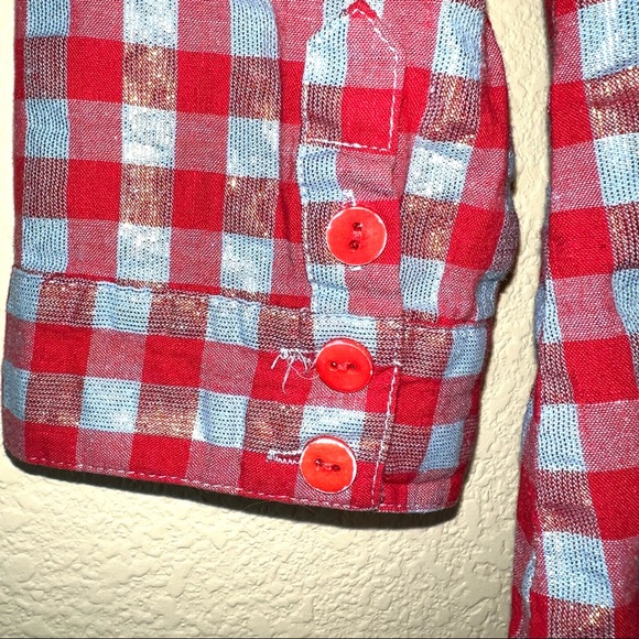 Levi's Women's 3/4 Length Sleeves Plaid Button Down Shirt - Picture 8 of 9